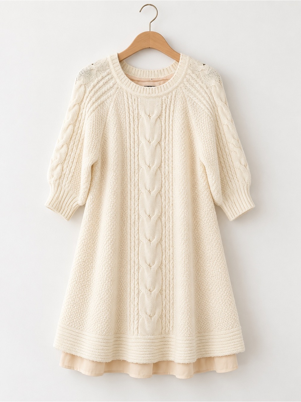 Jorya Cream Cable Knit Sweater Dress